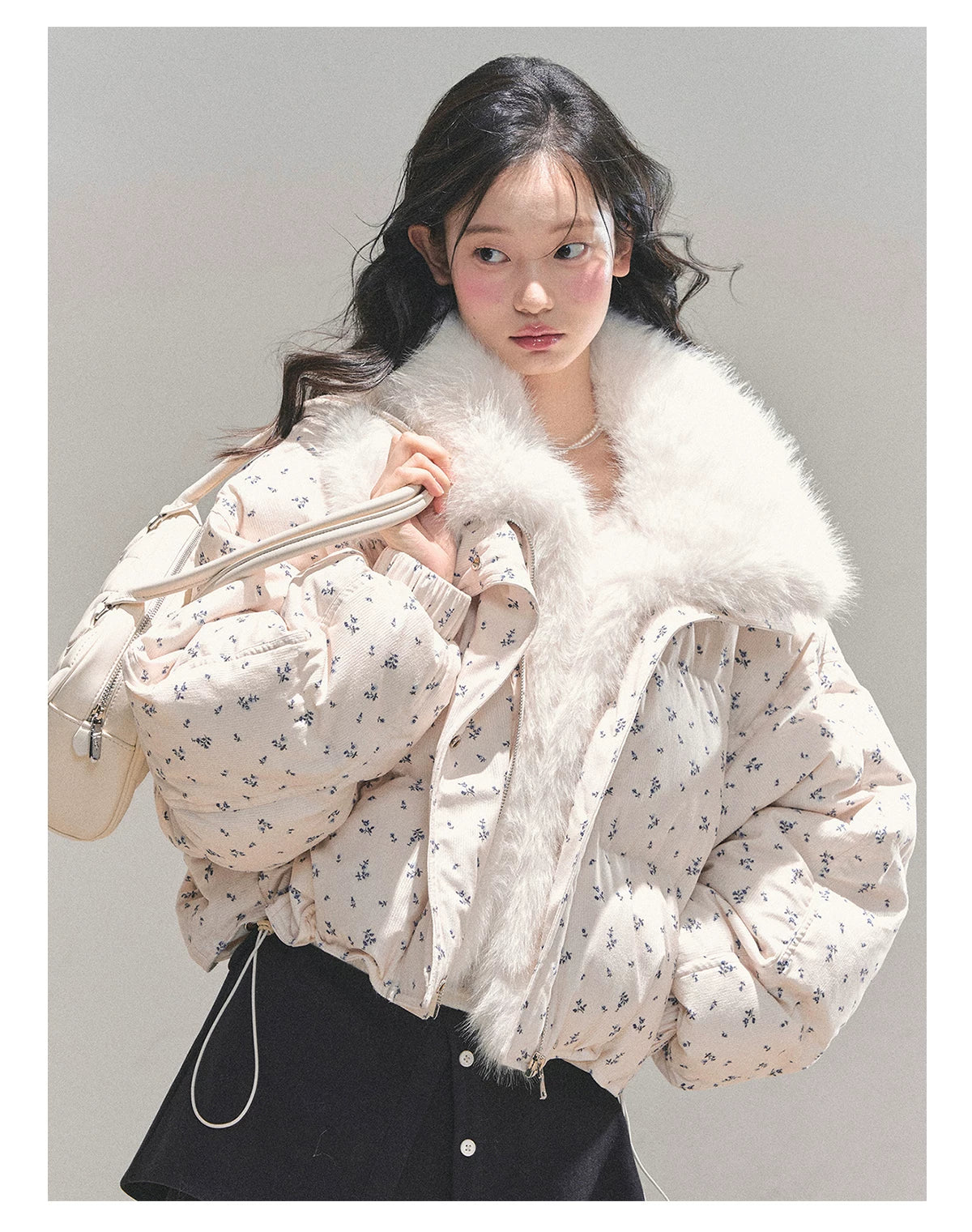 Short White Duck Down Puffer Jacket