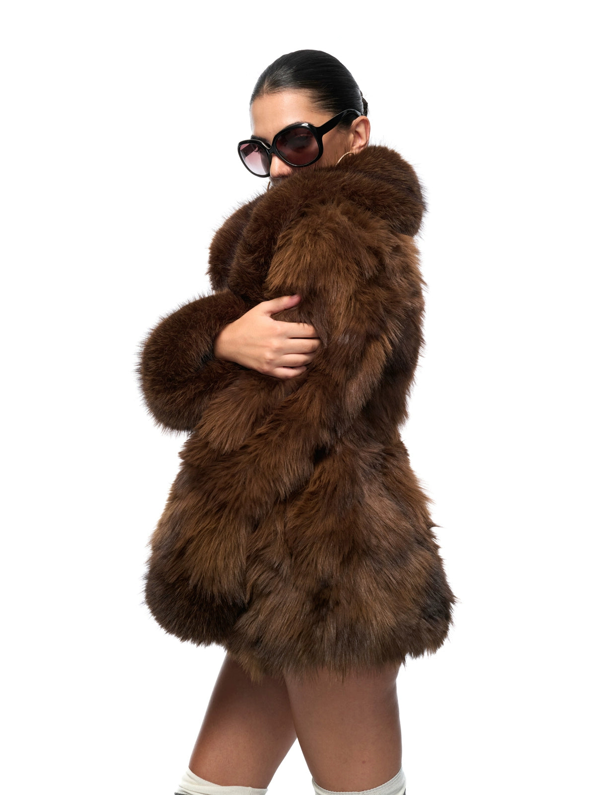 Vintage Brown Faux-Fur Collar Coat