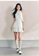 White Bowtie Slip Mini Dress - CHINASQUAD