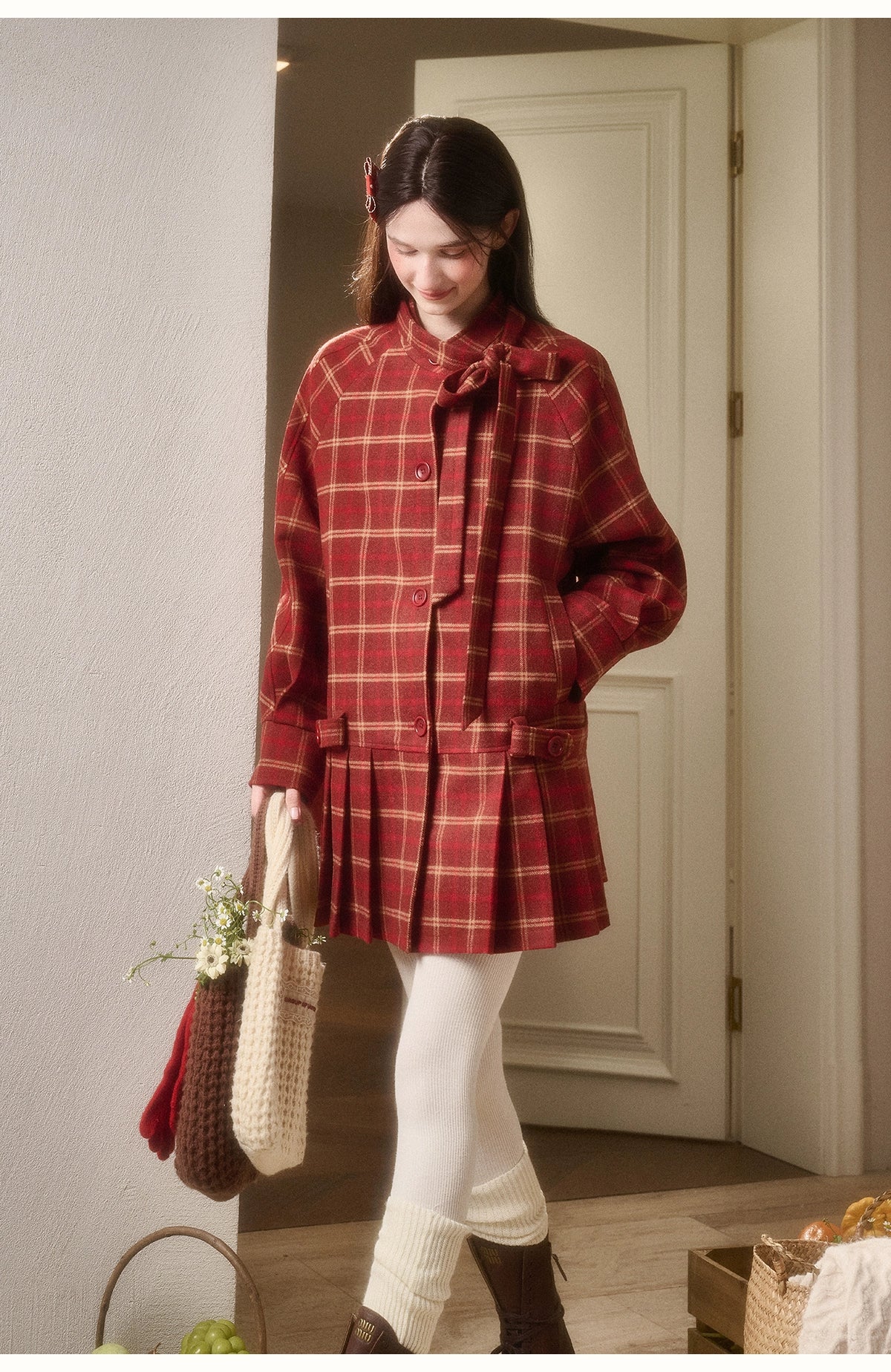 Cosagach Plaid Wool Coat