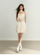 Satin Lace Panel Dress - CHINASQUAD