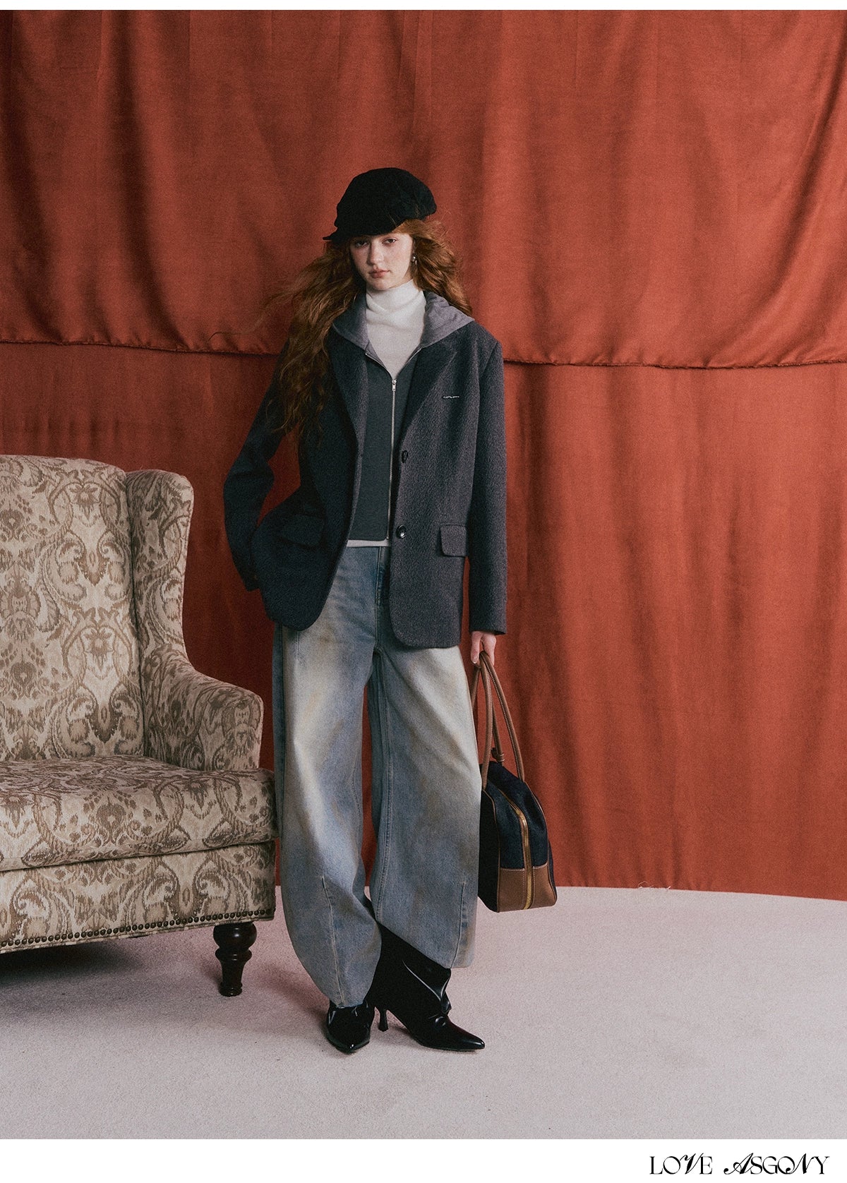 Grey Layered Wool-Blend Hoodie Blazer