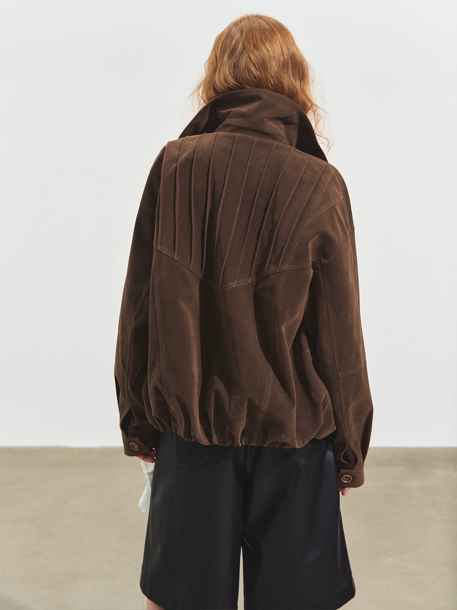 Suede Fog-Effect Oversized Jacket