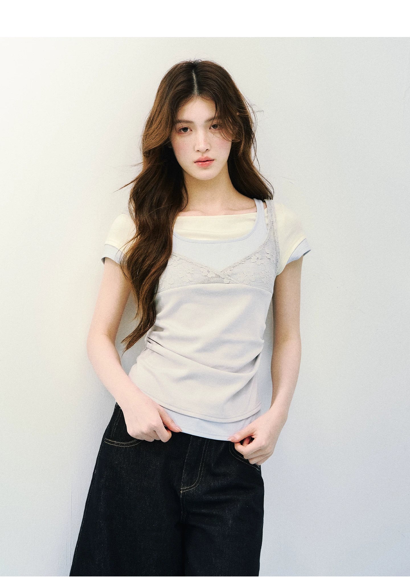 Layered Lace Knit Tee