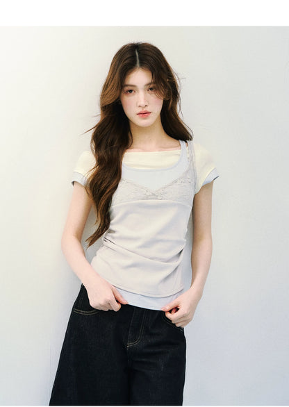 Layered Lace Knit Tee