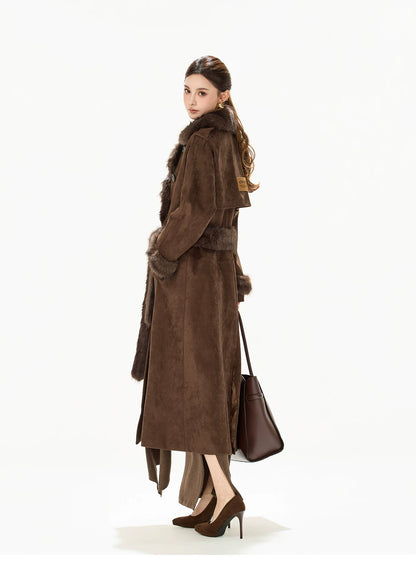 Belted Double-Breasted Long Coat