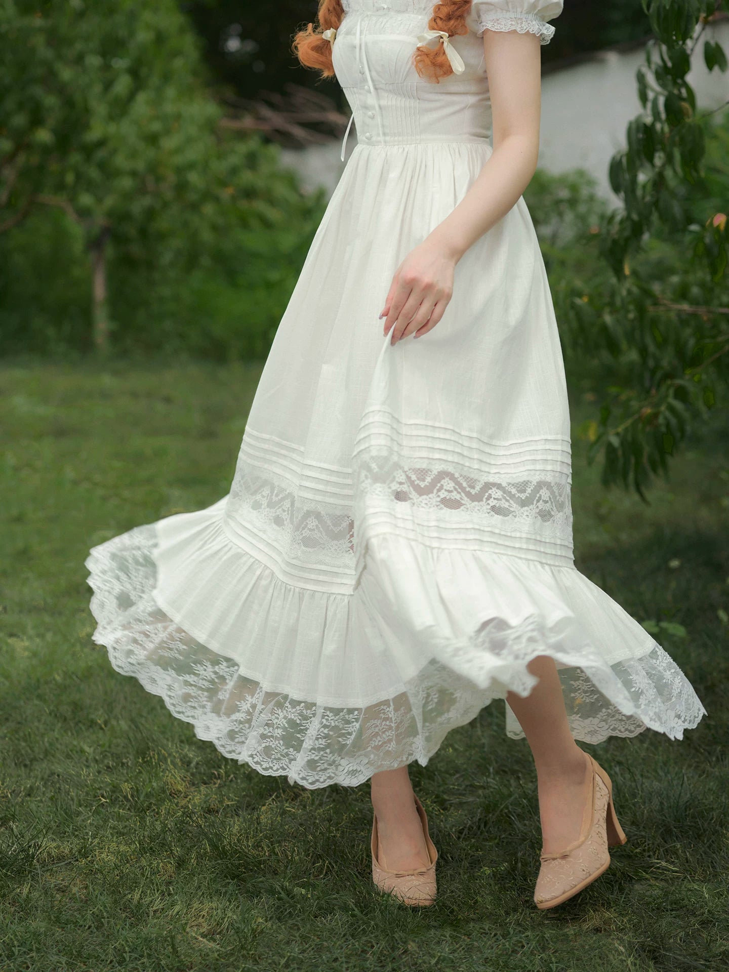 Pure White Cinderella Square-Neck Princess Dress