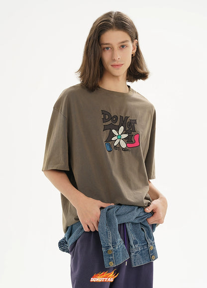 Letter Printed Color Matching T-shirt - CHINASQUAD