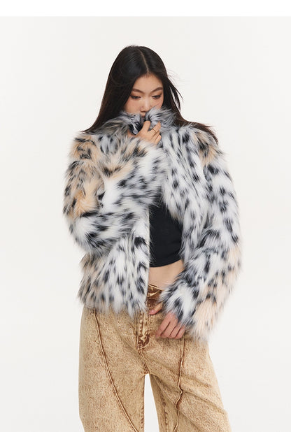 Snow Leopard Faux Fur Jacket