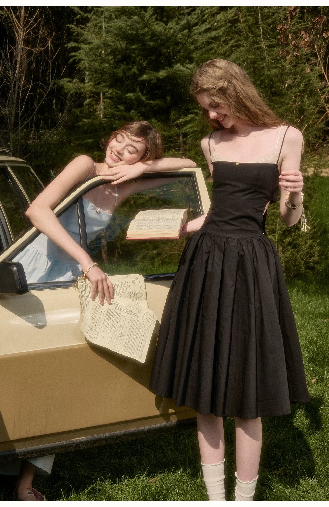 Pure Noir Cotton French Vacation Dress