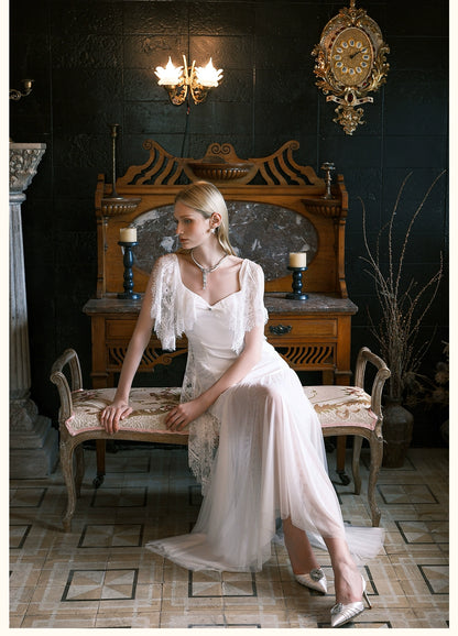 Fille Lace Panel Mesh Mermaid Dress