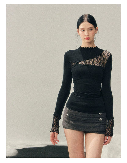 Mock-Neck Slim-Fit Long Sleeve T-Shirt