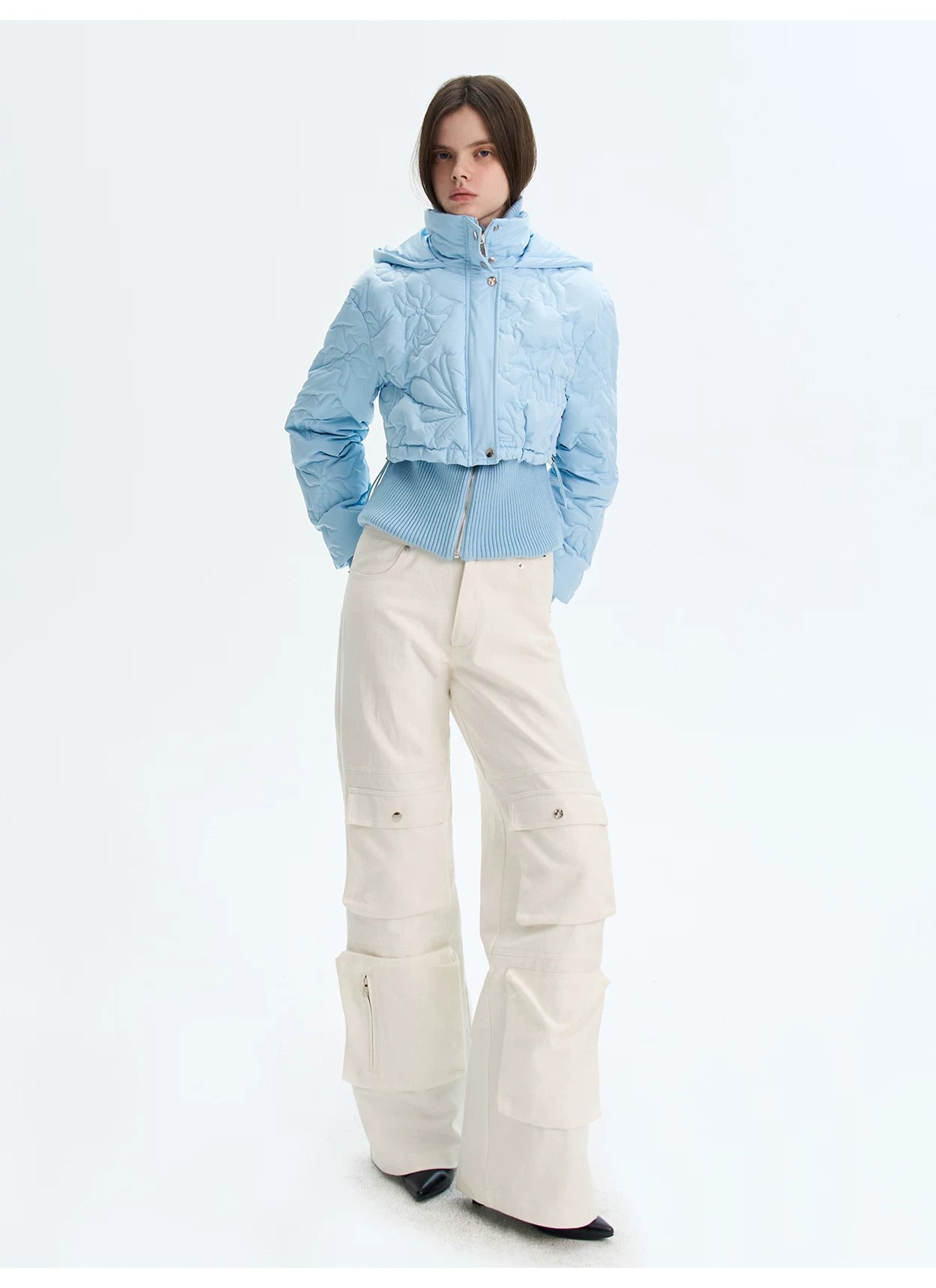 Quilted Embossed Short Down Jacket