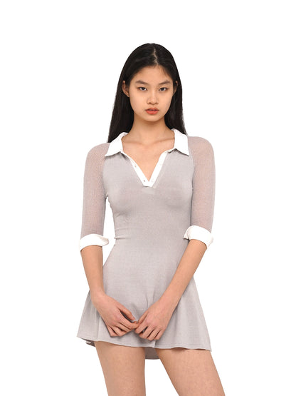 Two-Piece Style Knit Mini  Dress