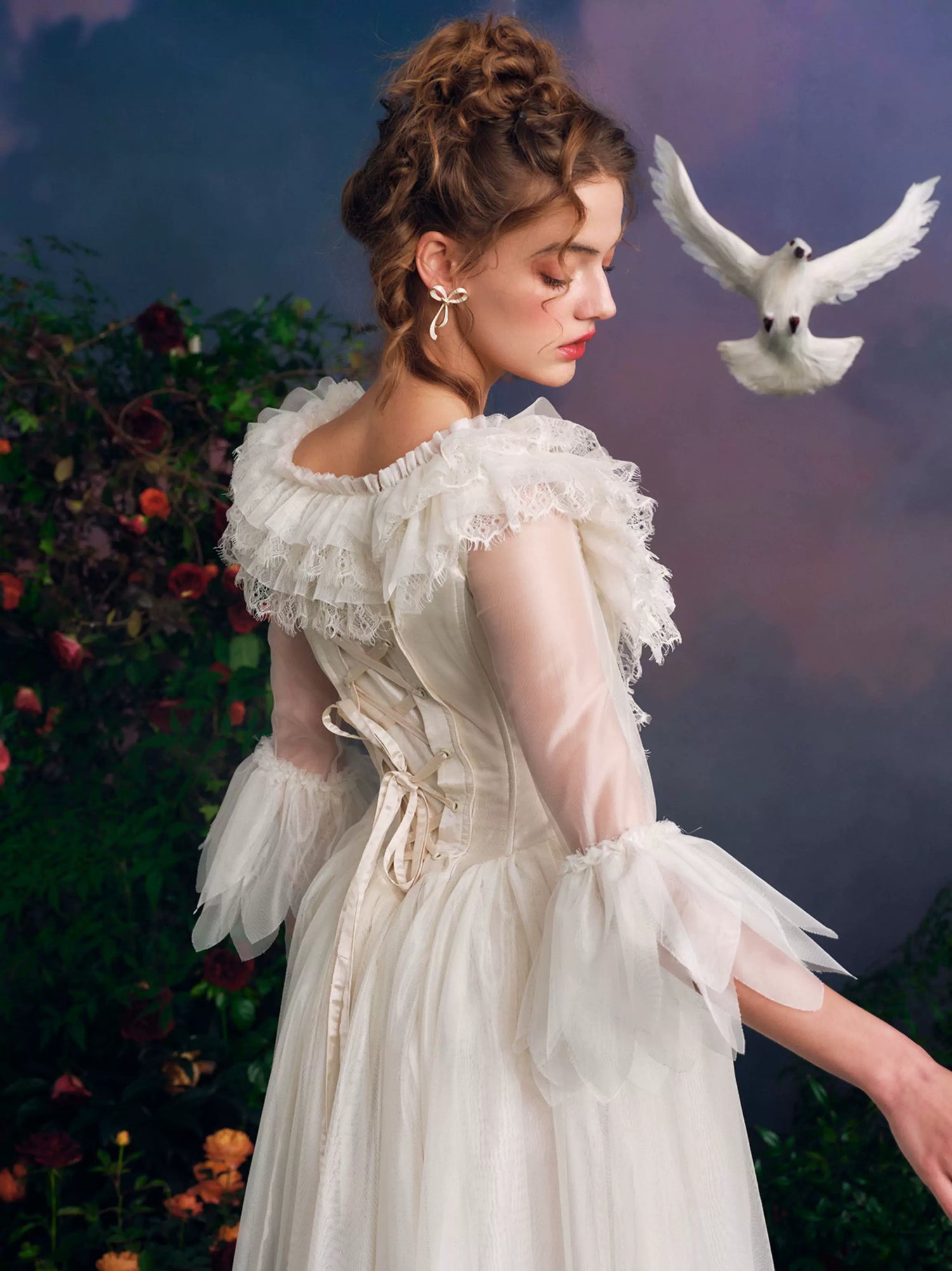 Wing of Resilience Antique Corset Wedding Gown White / S