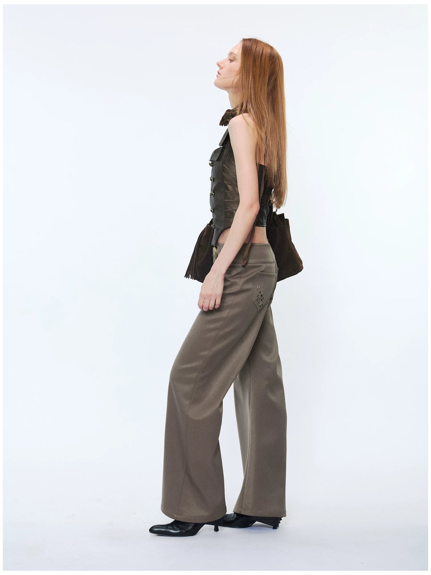 Metal-Waist Punk Tailored Trousers