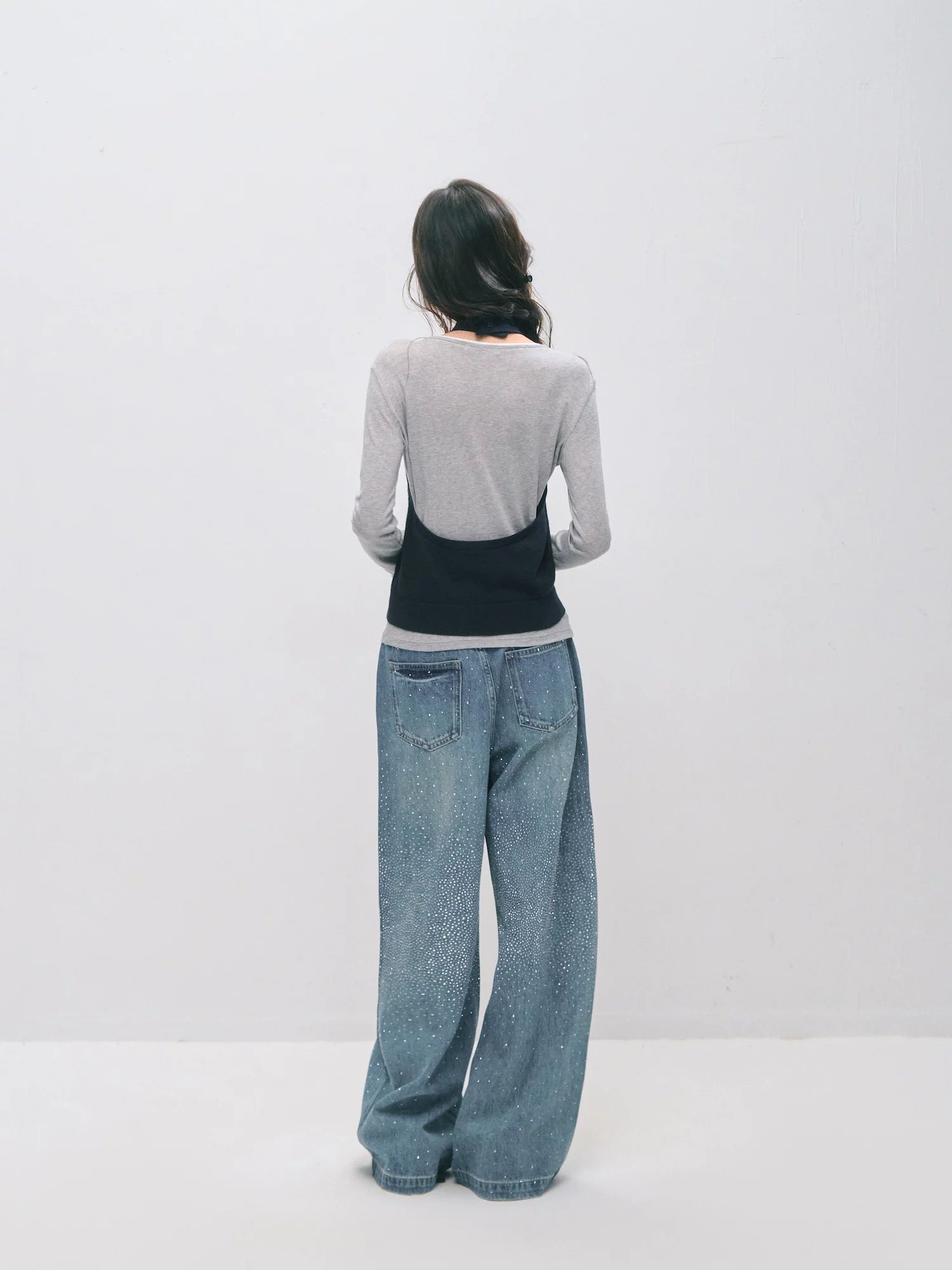 Vintage Straight-Leg Sparkle Denim Jeans