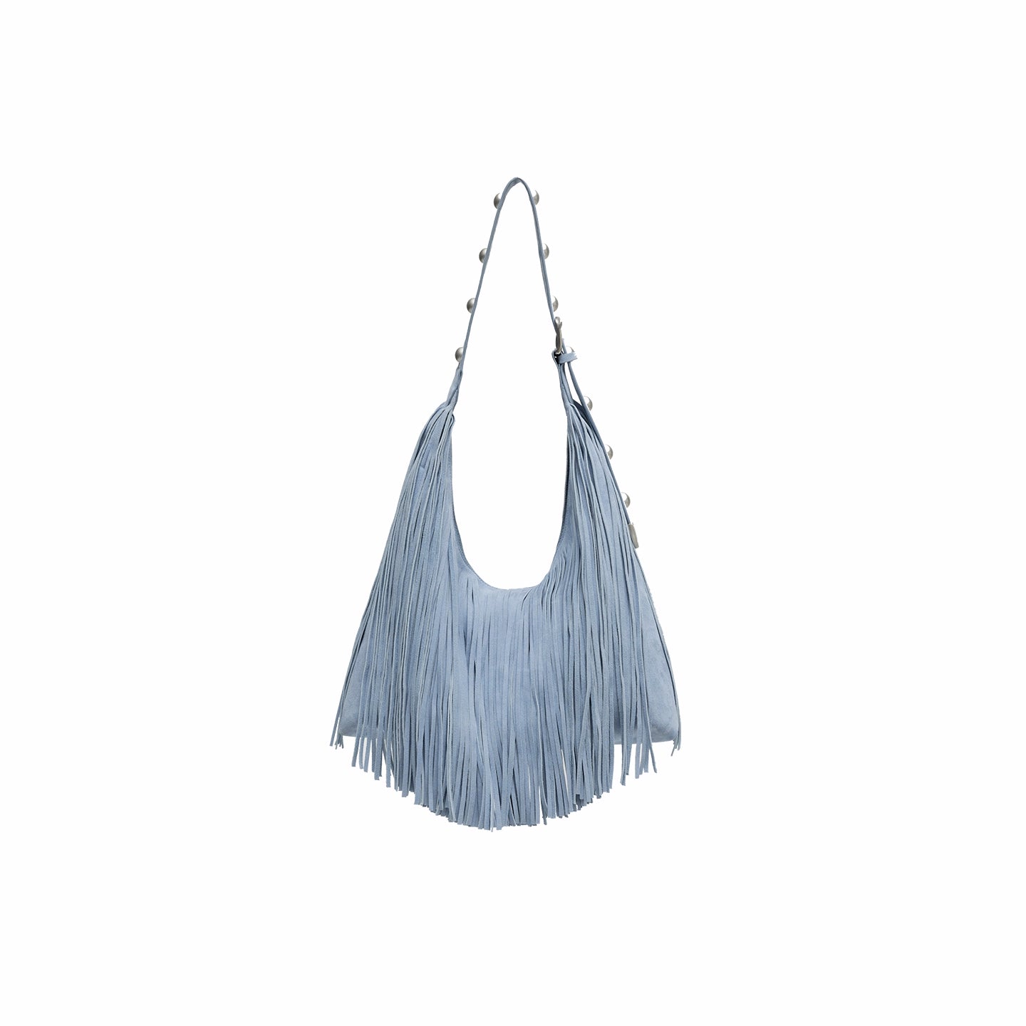 Suede Tassel Studded Shoulder Bag