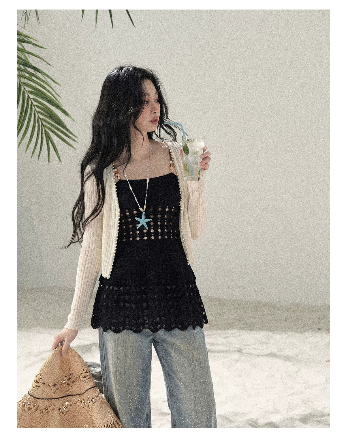 “The Space Between” Open-Shoulder Knit Camisole