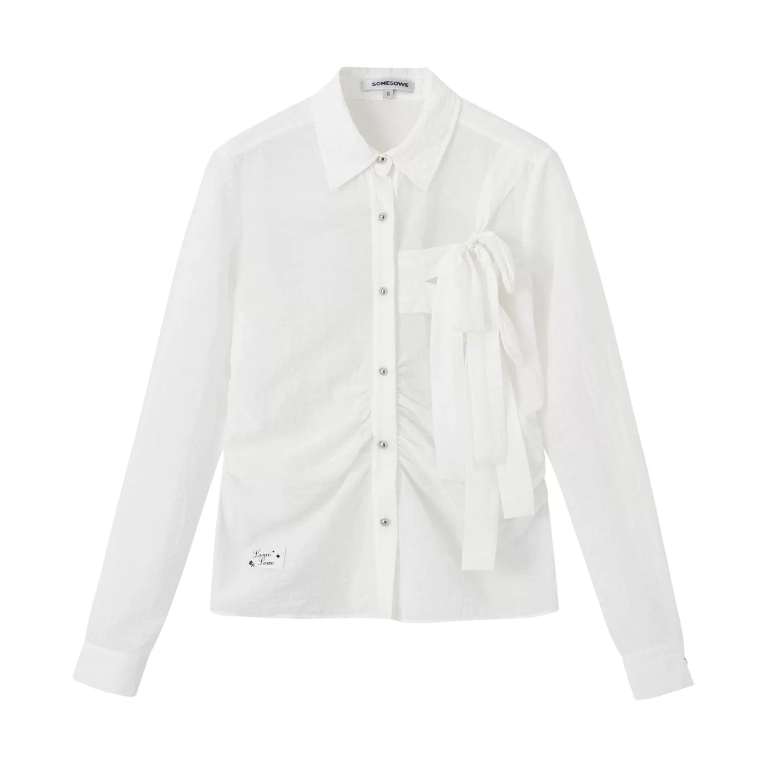 White Bow Tie Waist Shirt