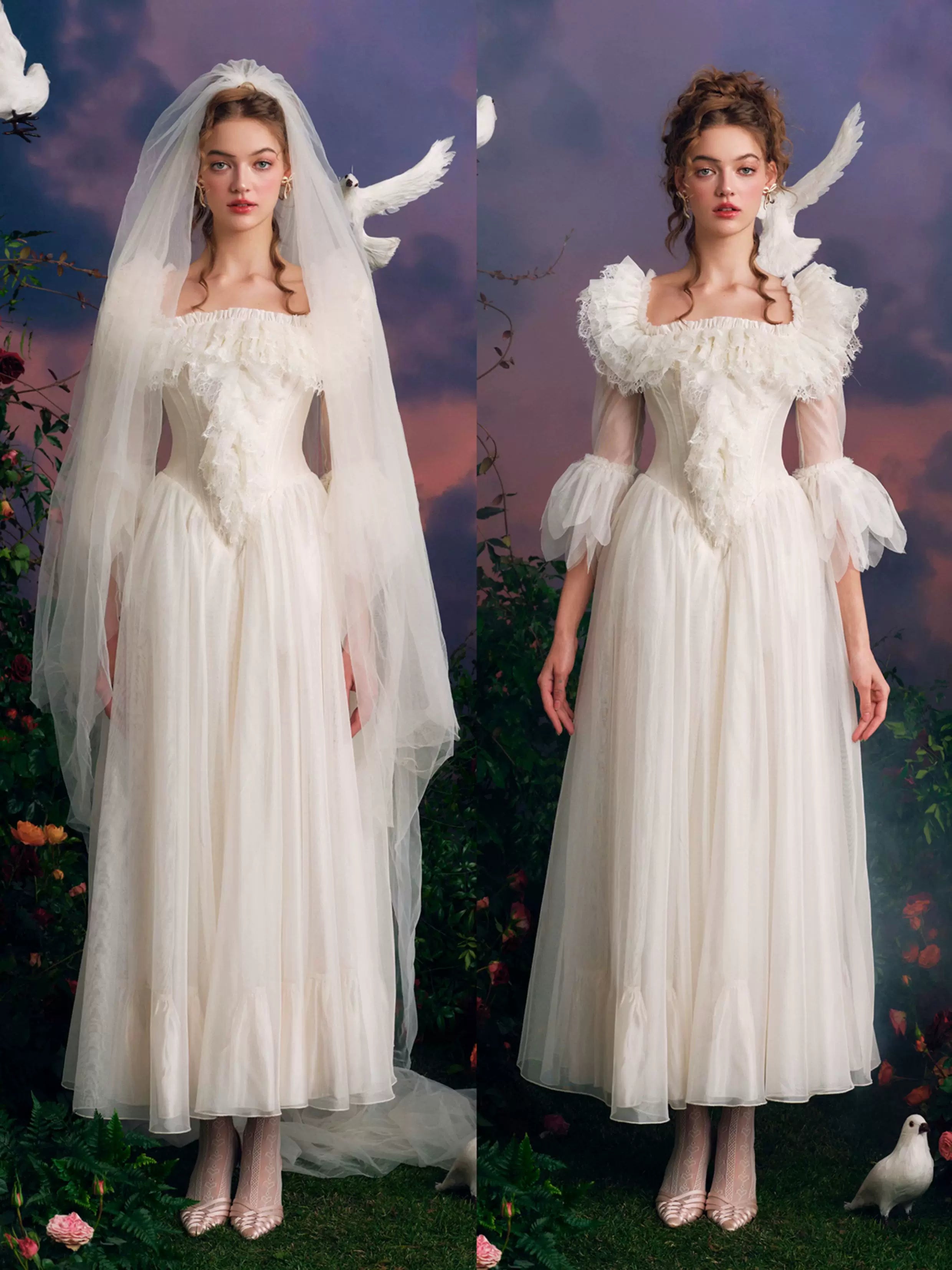 Wing of Resilience Antique Corset Wedding Gown