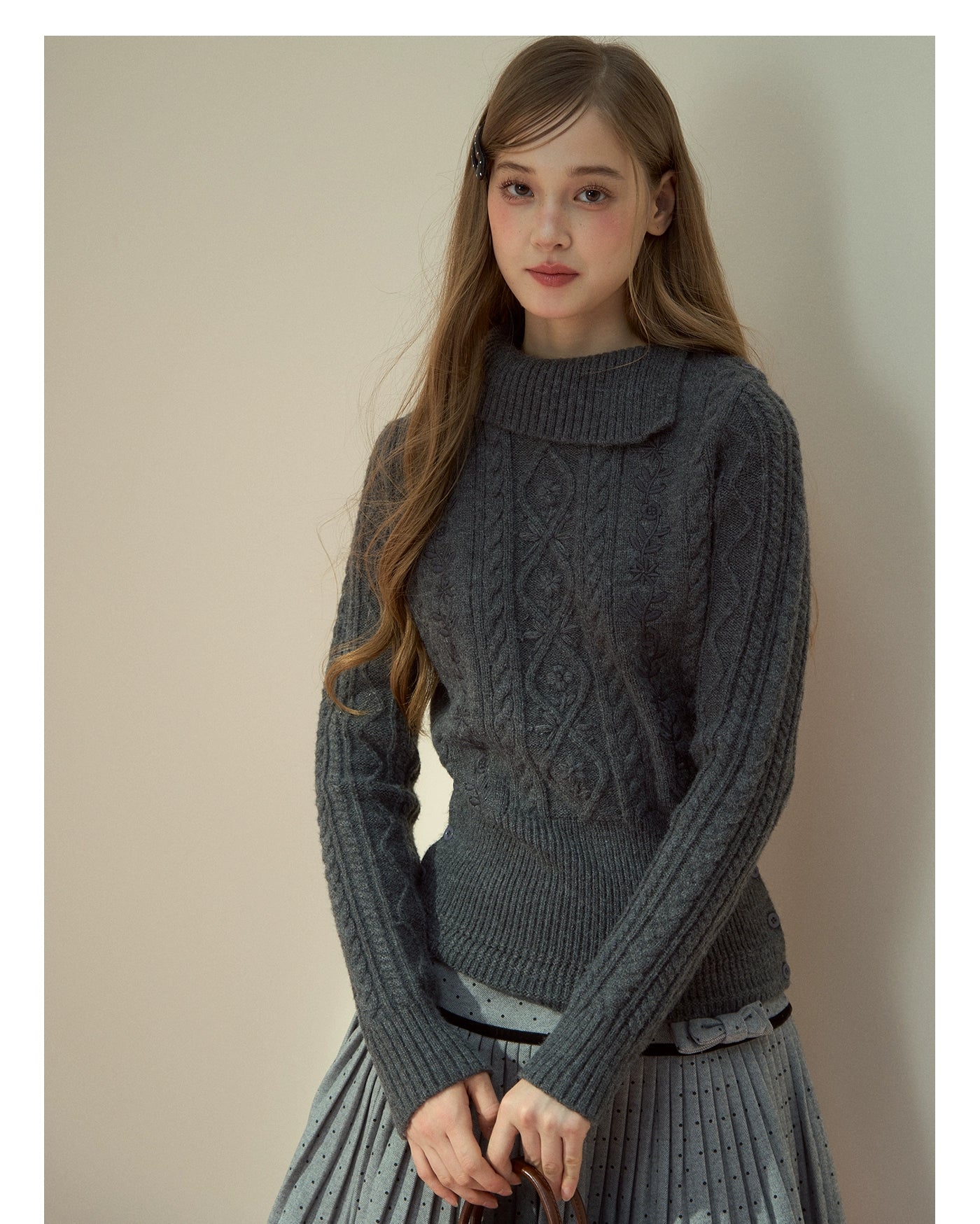 Winter Whisper Cable Knit Turtleneck Sweater