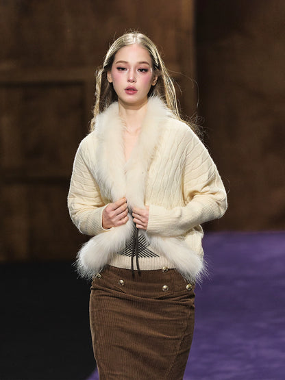 Long-Haired Collar Knit Cardigan