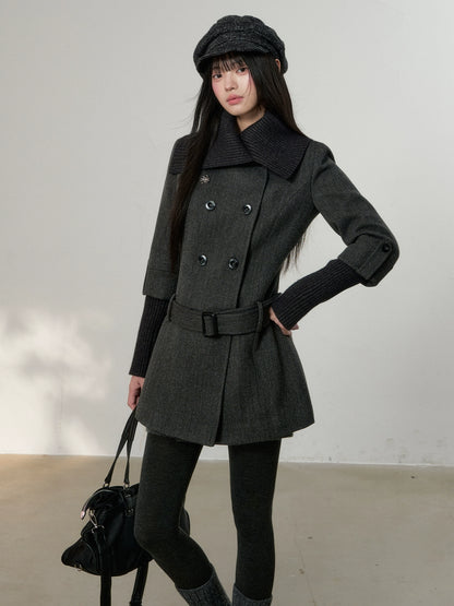 Grey Tailored Wool-Blend Long Dress