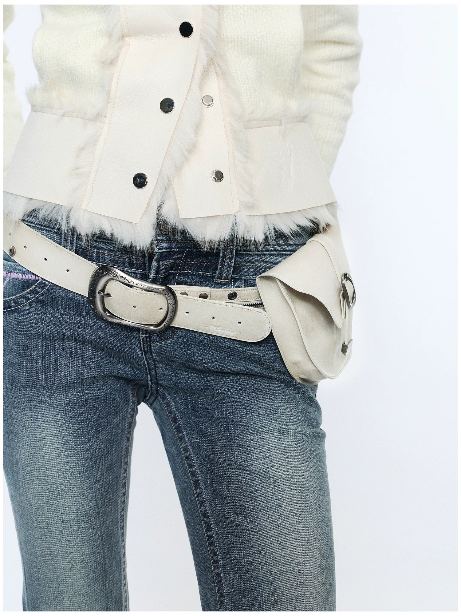 Vintage Detachable Buckle Zip Waist Bag Belt