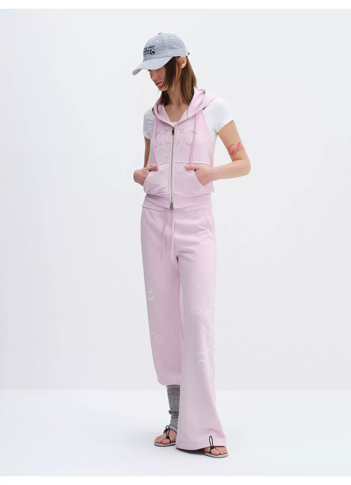 Rebel Script Print Relaxed Flared Sweatpants