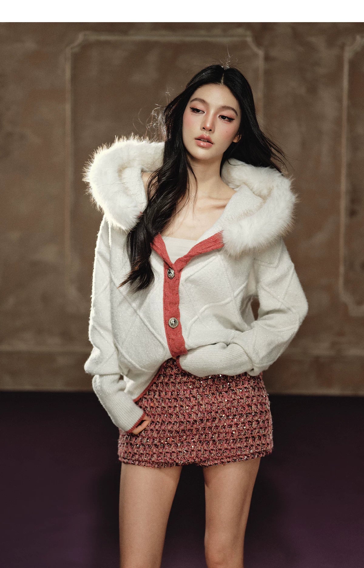 Tweed-Style A-Line Mini Skirt