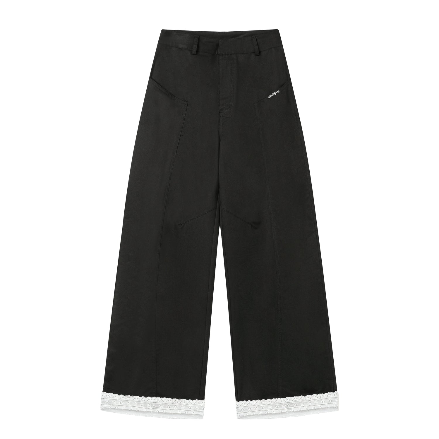 Lace-Trim Relaxed Blade-Cut Pants
