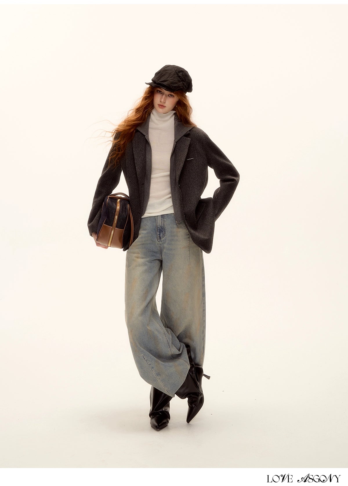 Vintage Washed Distressed Wide-Leg Denim Pants