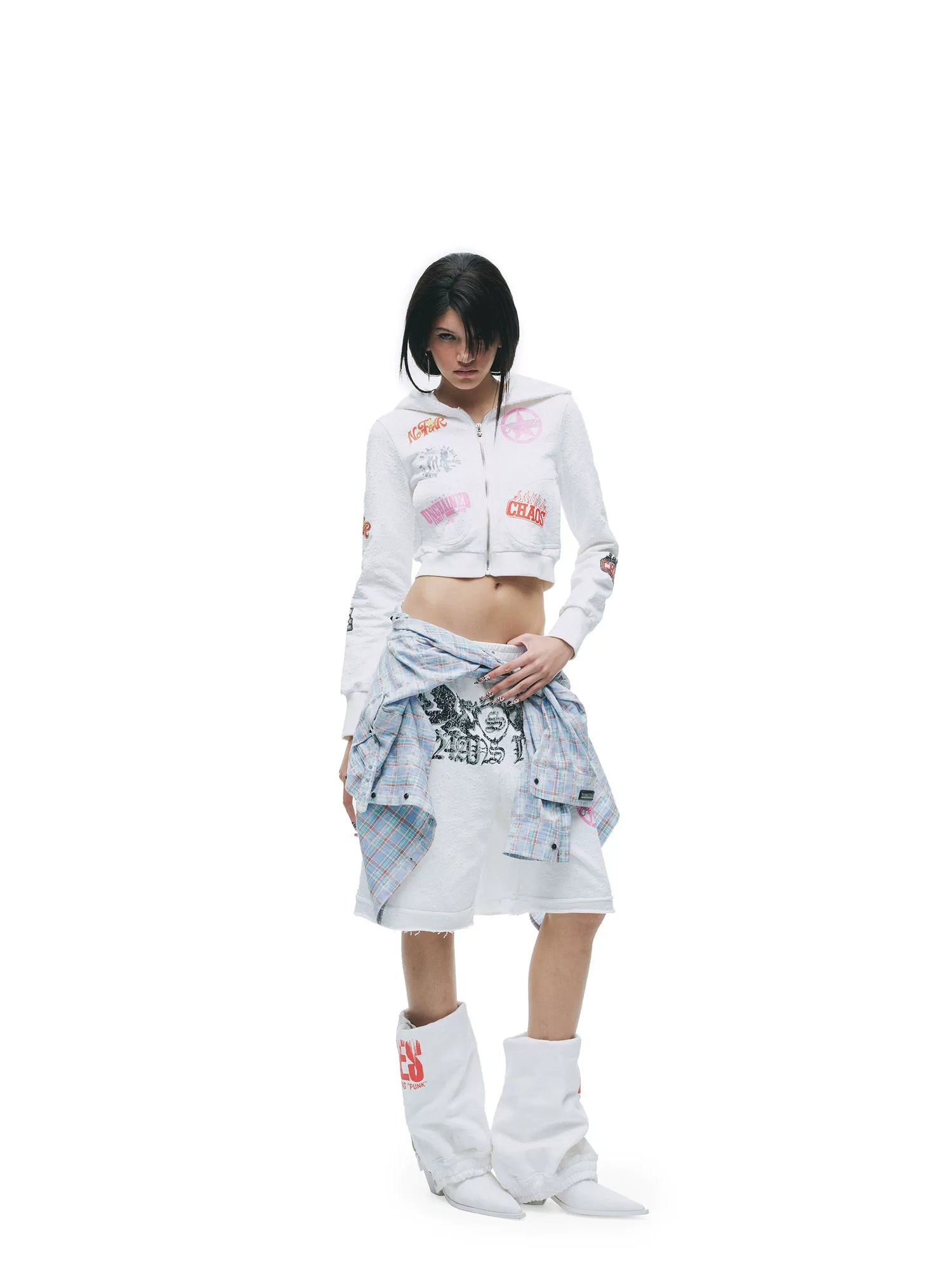 Punk Millennium Distressed Two-Tone Set with Graphic Print