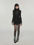 Rhinestone High Neck Long Sleeve Dress - CHINASQUAD