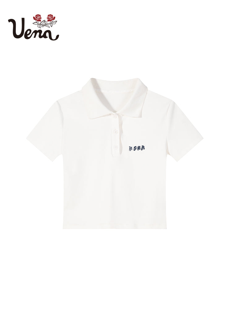 White Cropped Polo Shirt - CHINASQUAD