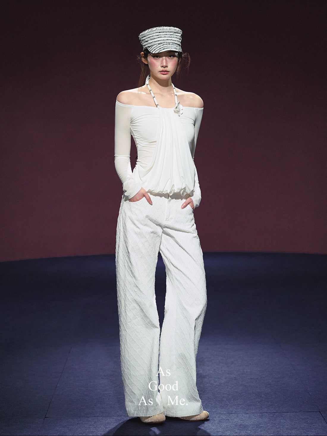 Double-Button Diamond Check Straight-Leg Pants - CHINASQUAD