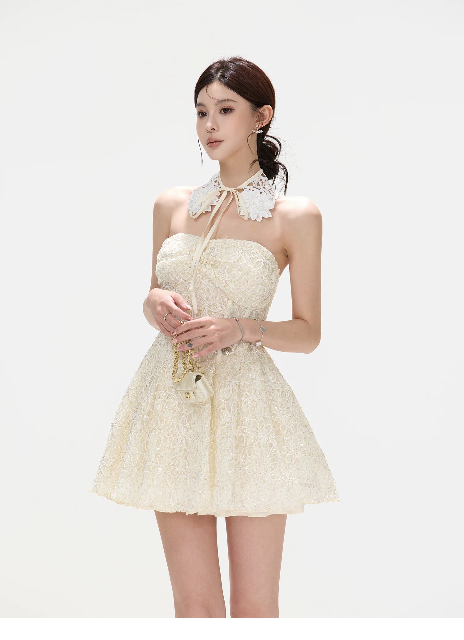 Seine Garden Embroidered Lace Mini Dress