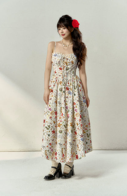 French-style Suspender Spring Floral Dress