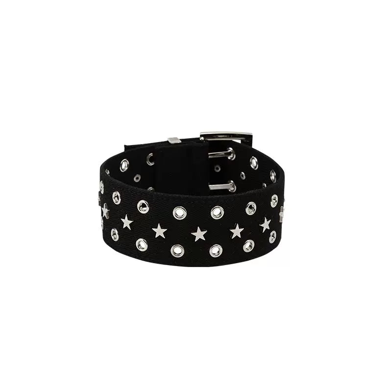 Black &amp; White Star Studded Collar/Belt