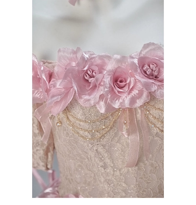 Elegant Lotus Pink Couture Gown