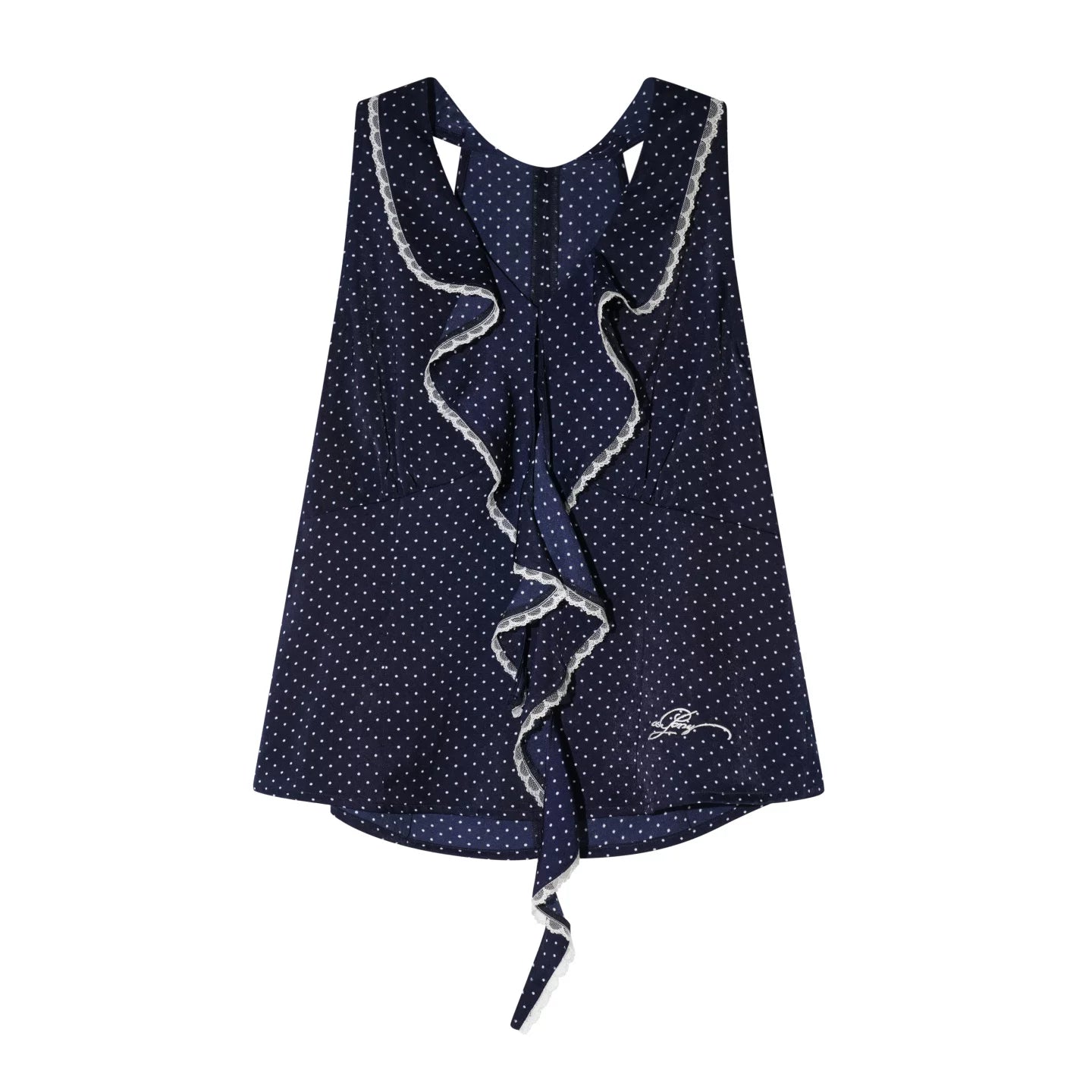 Polka Dot Lace Ruffle V-Neck Camisole