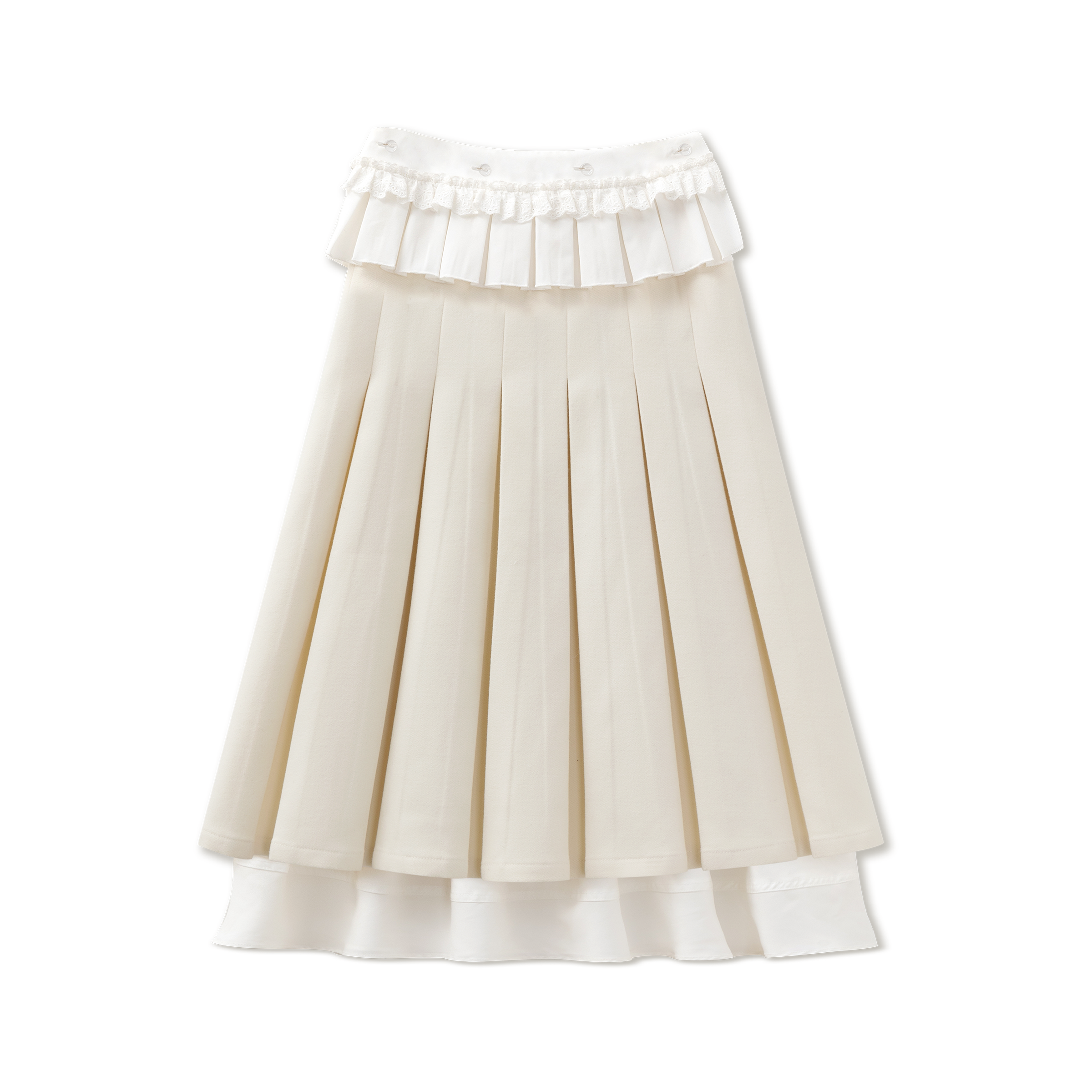 Navy &amp; Beige Double Waist Pleated Skirt