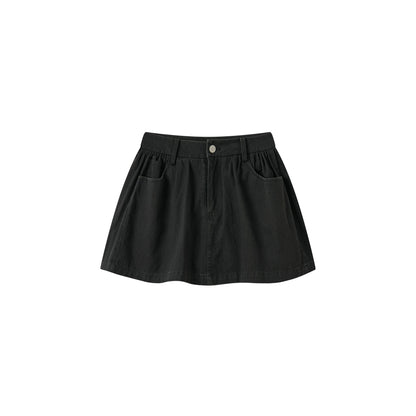 Vintage Pleated Cotton Mini Skirt