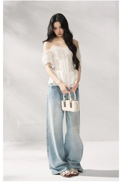 Cotton-Linen Fitted Short Sleeve Top