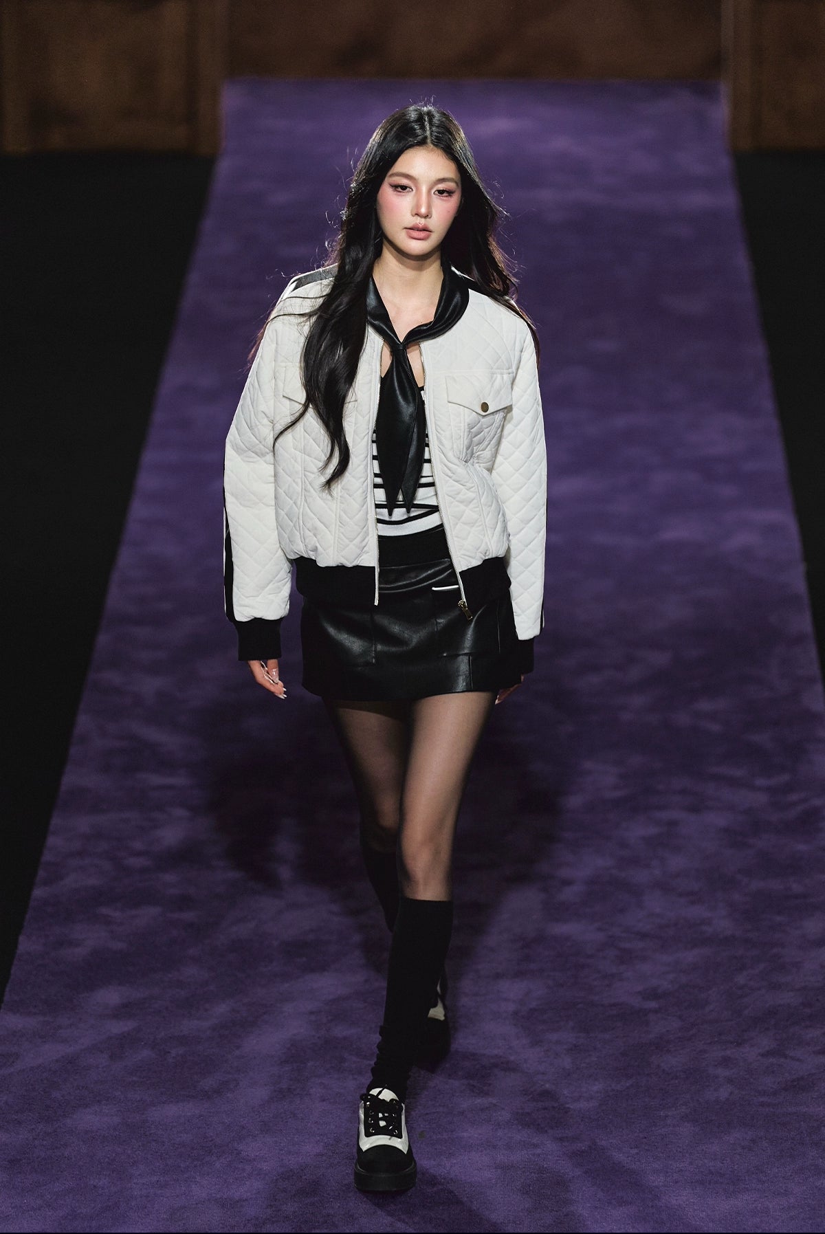 Diamond Quilted Bow-Tie Cotton Padded Jacket