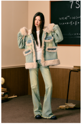 Fleece Patchwork Denim Jacket - CHINASQUAD