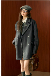 Gray Medium-Length Wool Coat - CHINASQUAD
