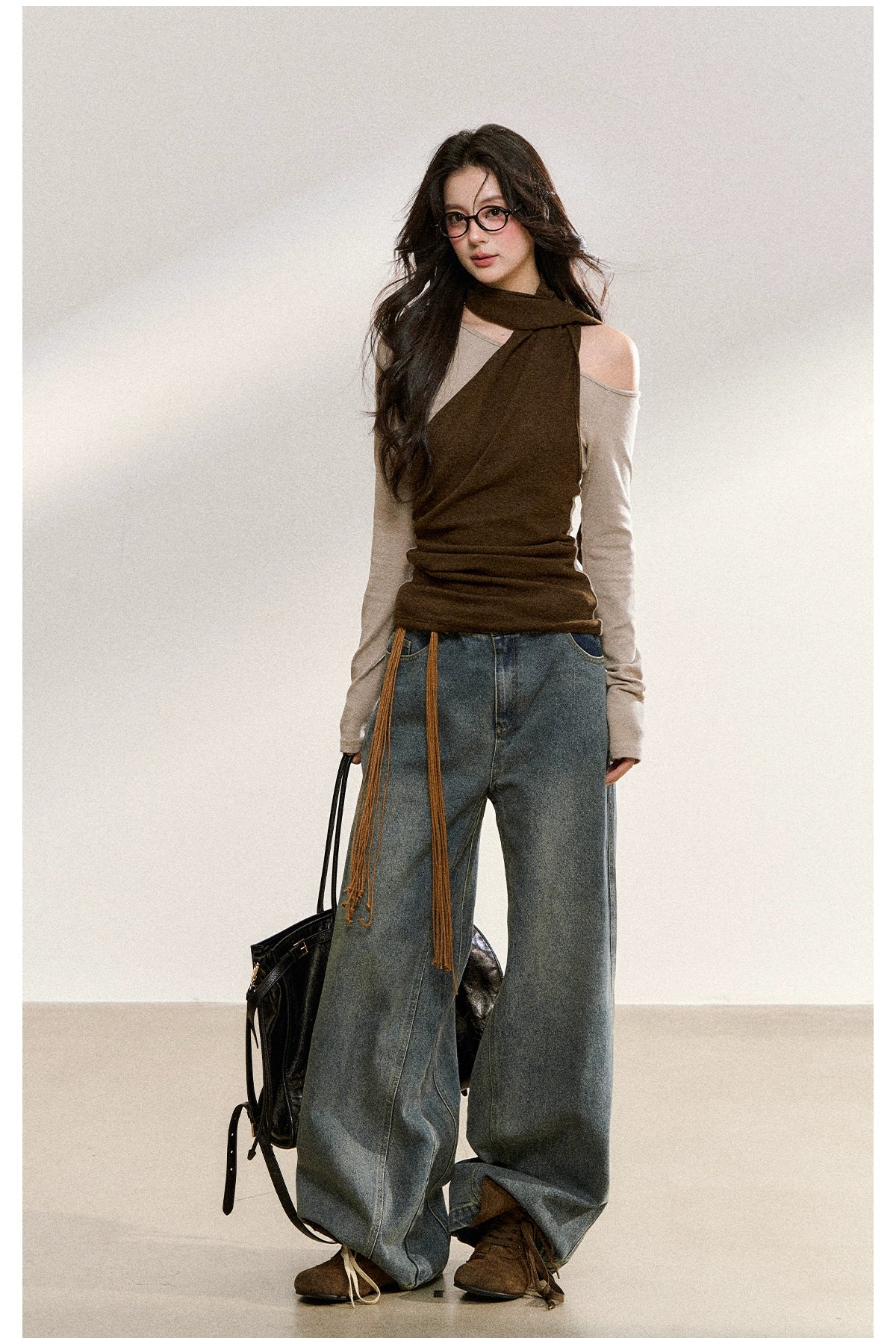 Washed Loose Straight-Leg Jeans