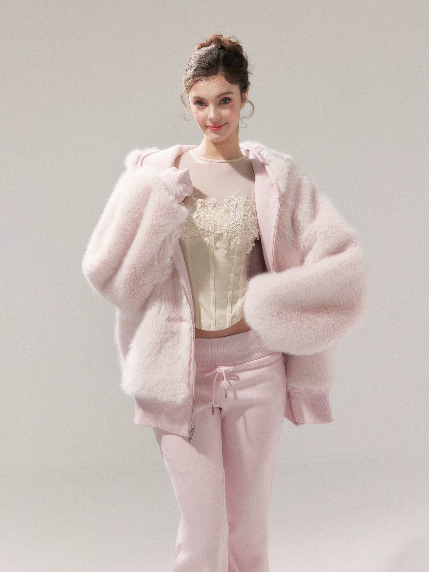 Hooded Fleece Jacket &amp; Plush Sweatpants Set